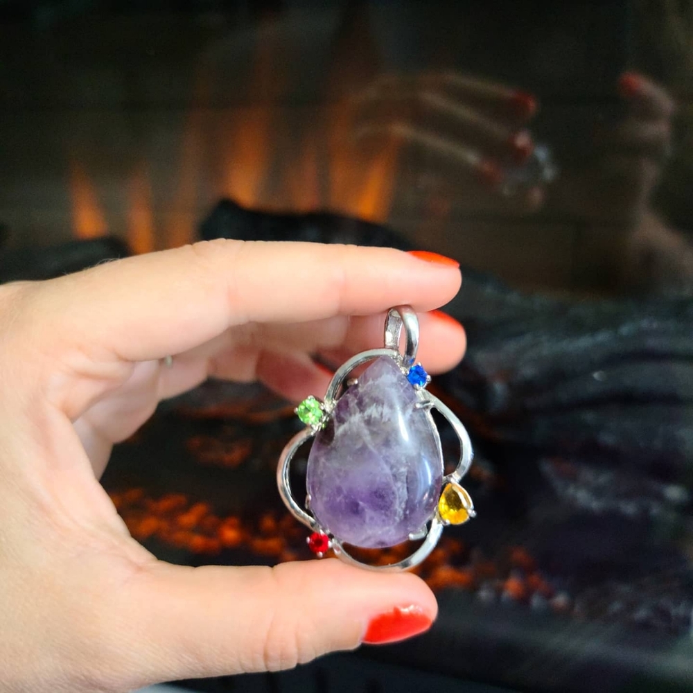 Amethyst Pendant with rhinestones